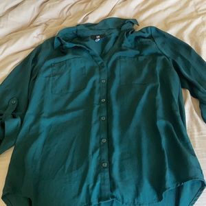 Green button down blouse